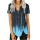 thumbnail image 2 of ICHUANYI Clearance Fashion Womens Casual Printed Zipper V Neck Short Sleeve Buttons Tops Irregular Hem Blouses(Navy, S) ICHUANYI WER2023081106607, 2 of 5