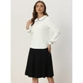 thumbnail image 4 of DARING DIVA Women's Contrast Trim Peter Pan Collar Top M White, 4 of 6