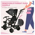 thumbnail image 6 of 4-in-1 Baby Tricycle with Push Handle, Rotatable Seat & Canopy - Black Toddler Trike for 1-5 Year Olds, 6 of 9