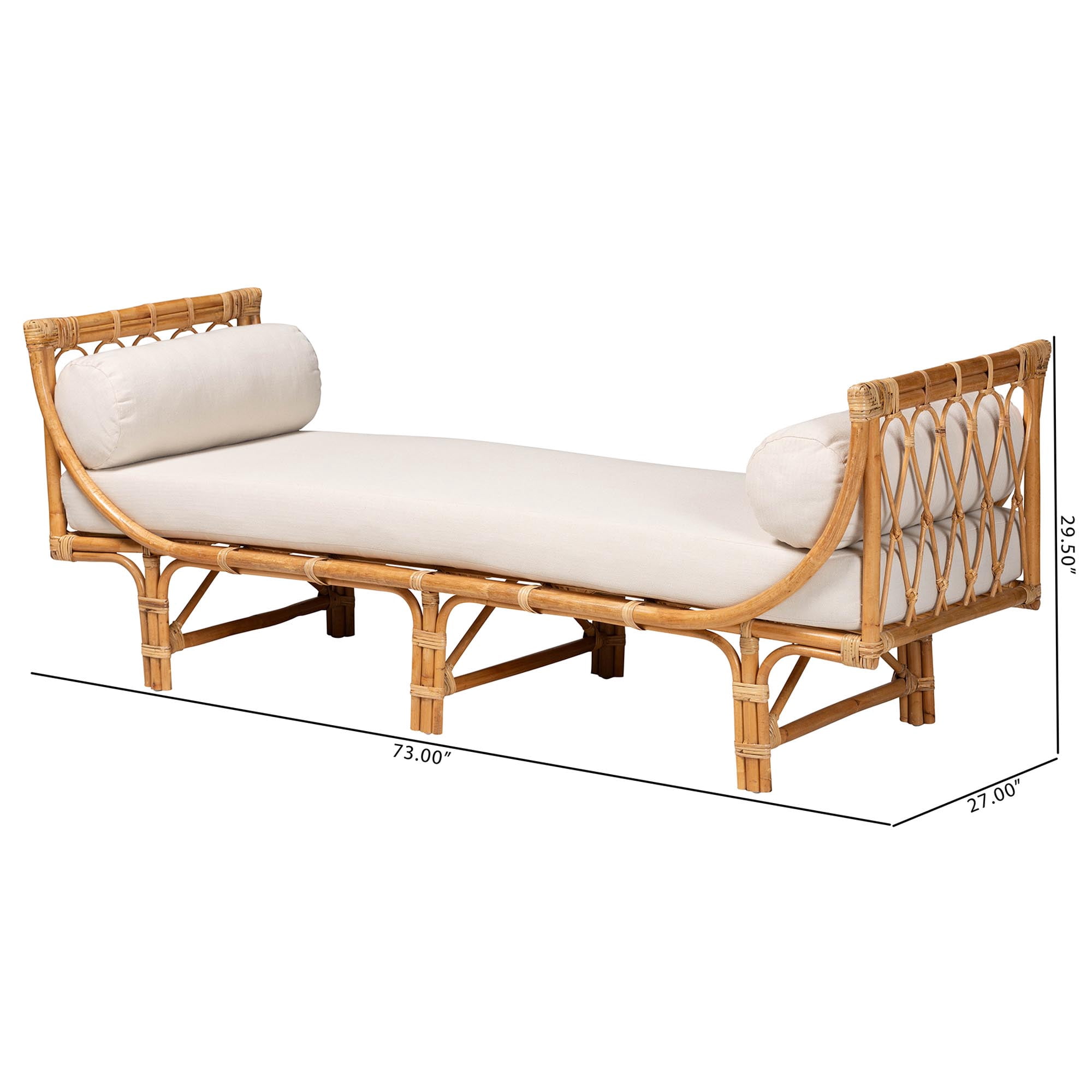 bali & pari Bohemian Upholstered Twin Daybed, Natural Brown