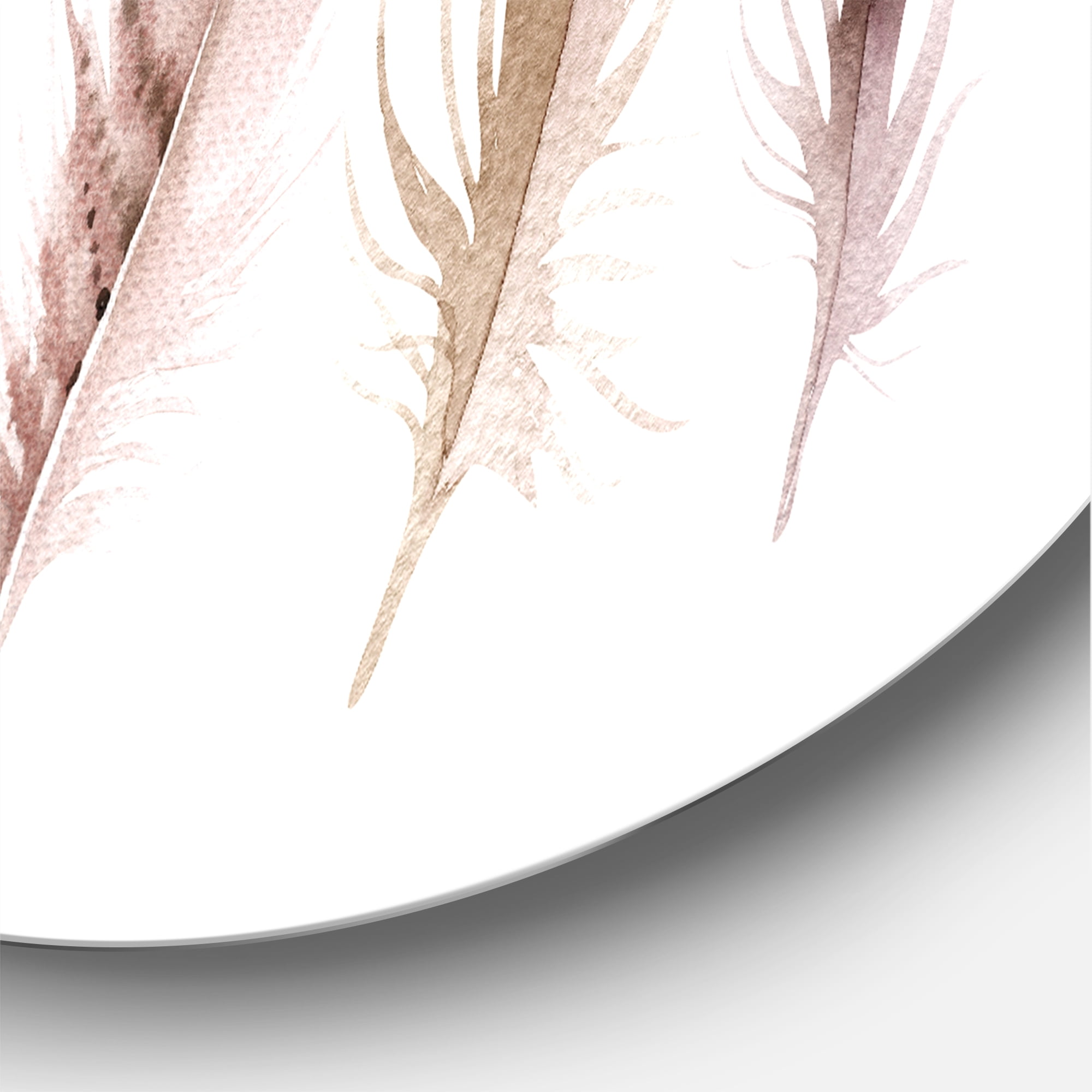Designart 'Colourful Boho Art Feather Set X' Bohemian & Eclectic Circle Metal Wall Art 36x36 - Disc of 36