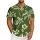 thumbnail image 1 of Blusa y camisa de manga corta con cuello vuelto para hombre, informal, a la moda, con estampado de bolsillo y botones, de poliéster., 1 of 5