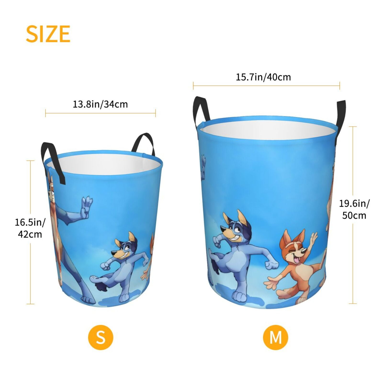 Johaoi Bluey Pattern Round Large Laundry Basket -Storage Basket - Toy Storage Basket, Perfect as Hamper, Kids Room Storage, and Toy Containment-