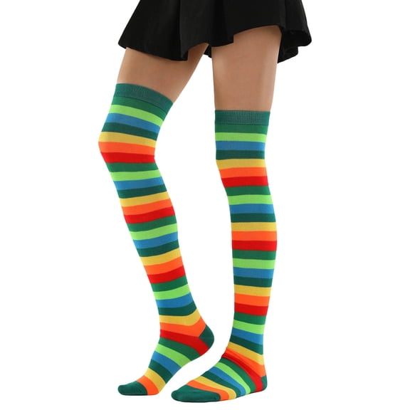 PMVFHDE Thigh High Socks Women's Fashion Striped over the Knee Stockings Casual Comfortable for Daily Wear Home Party Outfit