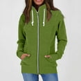 thumbnail image 2 of Pgeraug Womens Tops Long Sleeve Warm Hoodless Stcollar Solid Color Zip Jacket Winter Coats for Women Green S, 2 of 5