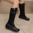 thumbnail image 5 of SACFOF Stylish Women Victorian Boots Low Kitten Heel Mid Calf Boots Lace Up Cute Bow Boots for Ladies Witch Shoes, 5 of 6