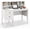 White, variant on Hanyu Modern Home Office Desk with Hutch, Office Desk with USB Charging Ports and Power Outlets, Computer Desk with 5 Storage Cubbies and 2 Drawers, Writing Study Desk for Bedroom (White)