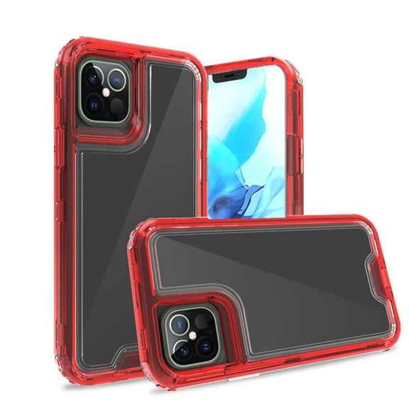 For Iphone 12 Iphone 12 Pro Open Camera Hole Premium Transparent Hybrid Case Cover - Clearred