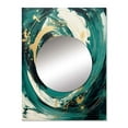 thumbnail image 2 of Designart "A Spiral in Dark Blue and Gold I" Abstract Spirals Mirror Wall Decor - Modern Blue Abstract Mirror Wall Art For Bathroom - 32" x 24" Inch, 2 of 5