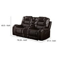 thumbnail image 5 of Motion Loveseat with Leatherette Upholstery and Diamond Tufts, Brown, 5 of 5