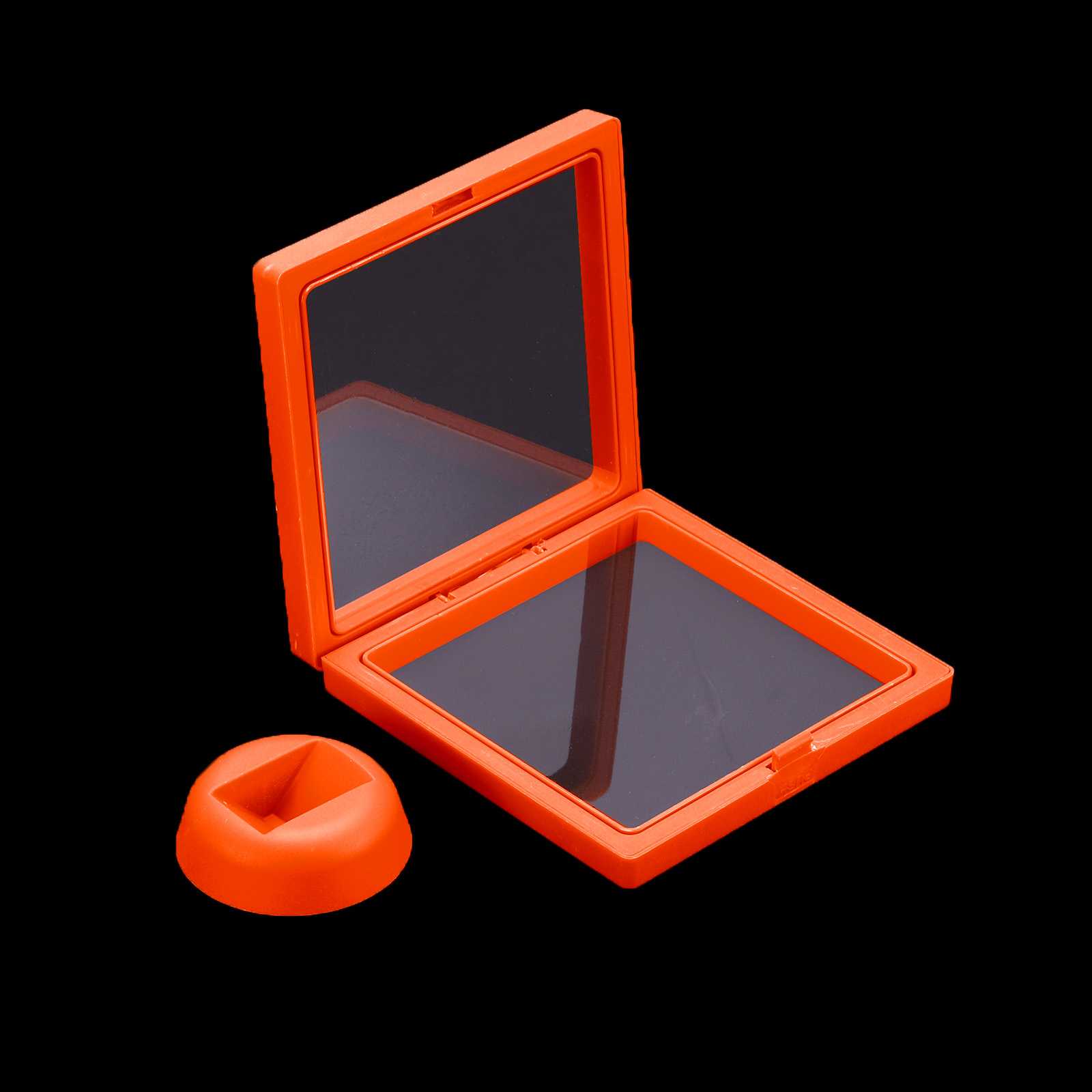 Unique Bargains 4Pcs Floating Frame Display Holder Stand 4.33" x 4.33" x 0.8" Orange