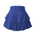 thumbnail image 3 of Sngxgn Women's High Waist Pleated Mini Skirt Flared Flowy A Line Skirts(Blue,L), 3 of 4