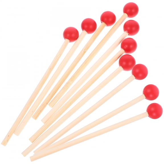BESTSKY 12 Pcs Toy Wooden Drumsticks Red Drumsticks Bass Drum Sticks Musical Tools Child Toddler