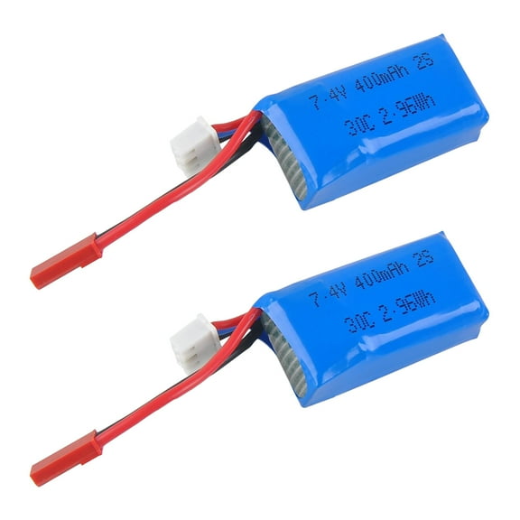 2pcs 400mAh 2S 7.4V 30C LiPo Battery Pack with JST Plug for Micro FPV Racing Drone Quadcopter