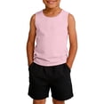 thumbnail image 2 of Dwellite Boys Tank Tops Athletic Sleeveless Crewneck T-Shirts for Kids Undershirts 2-13 Years Pink 140, 2 of 7