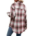 thumbnail image 4 of MOSHU Flannel Shirts for Women Casual Plaid Womens Tops Long Sleeve Button Down Shirts Curved Hem Blouses, 4 of 6