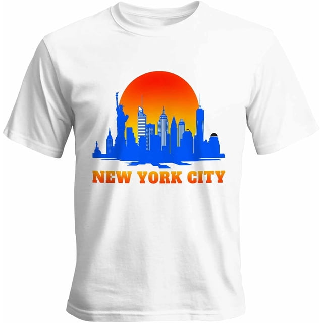 Camisetas para hombre con silueta de la ciudad de Nueva York, camisetas casuales de manga corta para hombre, camisetas gráficas para adolescentes, niños y hombres