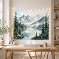 thumbnail image 5 of Misty Mountain Lake Surrounded by Forest, Peaceful Watercolor for Nature Lovers Forest Landscape Wall Art Housewarming Gift Tapestry Wall Hanging for Bedroom and Living Room, 5 of 7