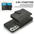 thumbnail image 6 of Decase for Samsung Galaxy S22 Plus Flip PU Leather Back Cover with 2-in-1 Detachable Magnetic Wallet with 5 Card Slots Compatible Mag-Safe and RFlD Blocking Kickstand and Wireless Charging,Black, 6 of 6