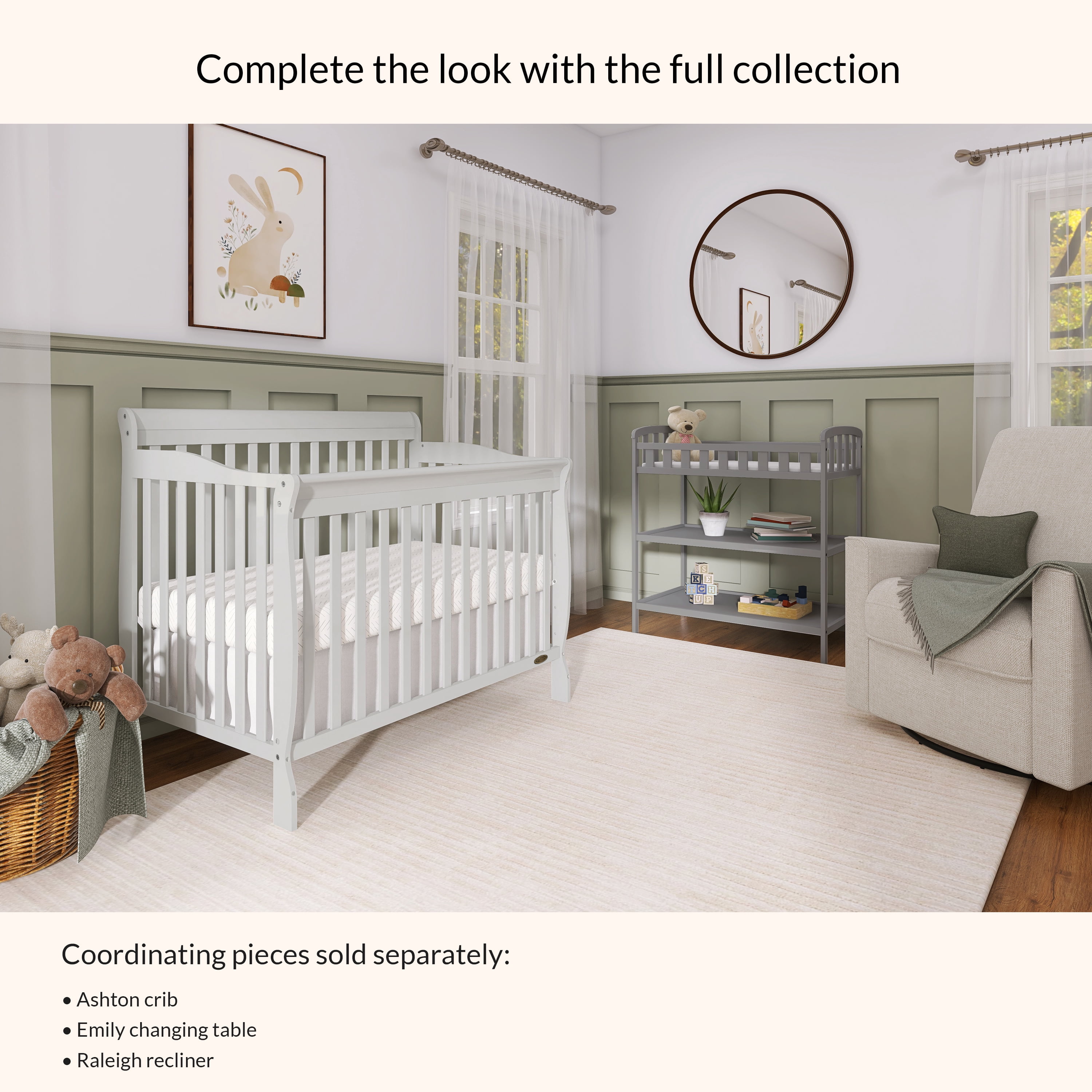 Dream On Me Emily Changing Table with Safety Rail for Infants, Steel Grey, Pine Wood