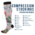 thumbnail image 2 of FORMRS Womens Knee High Socks Casual Long Thick Travel Daily Wear, 2 Pairs, Flowers and Leaves, 2 of 6