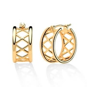 Valloey Rover 14K Plated Gold Hypoallergenic Cubic Zirconia Huggie Hoop Earrings Jewelry Gift for Women