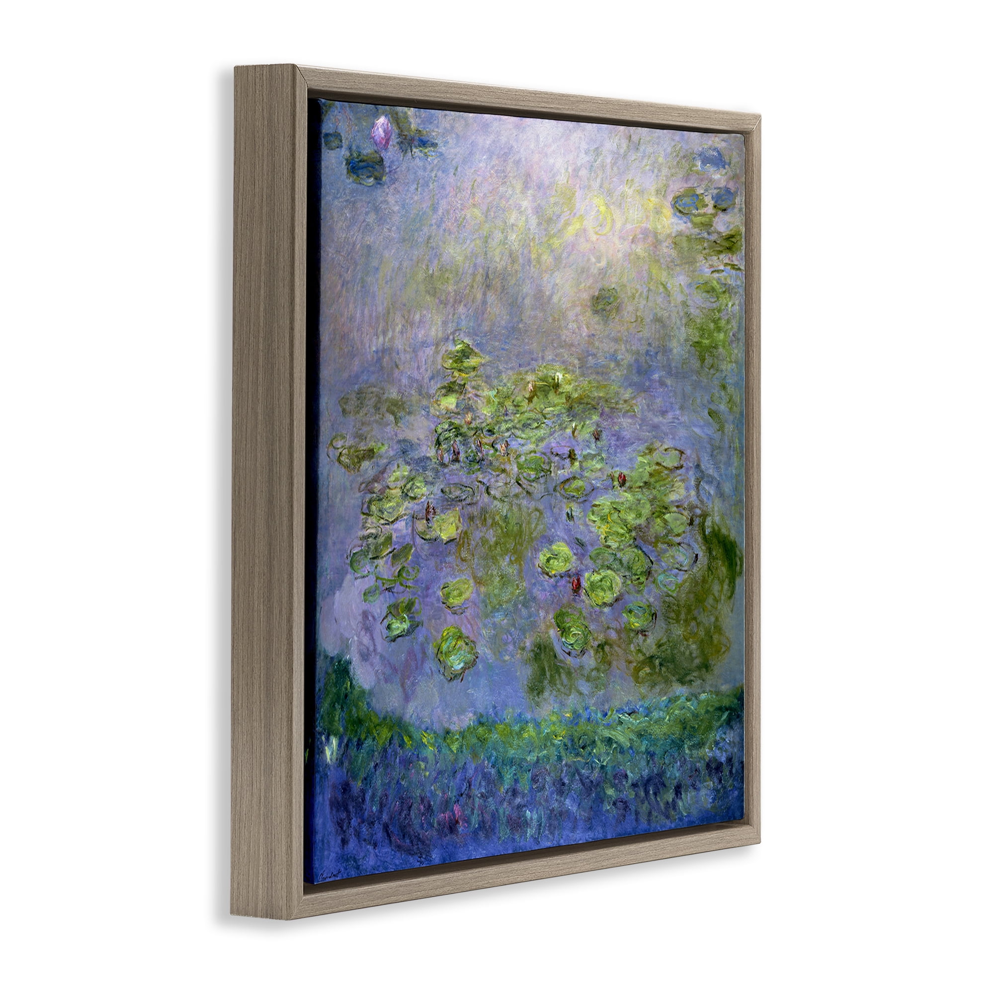 Stupell Industries Classical Monet Nympheas Landscape & Nature Painting Brown Floater Framed Canvas Art Print Wall Art, 18 x 18