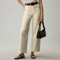 thumbnail image 5 of Mohiass Womens Stretch Twill Pants Casual High Waisted Wide Leg Cropped Pants Straight Leg Ankle Chino Pant with Patch Pockets Beige XS, 5 of 9