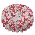thumbnail image 2 of Butterfly and Red White Pattern Round Tablecloth 60"x60", Wrinkle Resistant Wipeable Table Cover for Kitchen Dining Room Picnic Patio and Party, 2 of 6