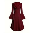 thumbnail image 6 of Halloween Womens Casual Dresses for Women Plus Size Long Sleeve Gothic Punk Style Long Robe Hooded Dress Tops, 6 of 7
