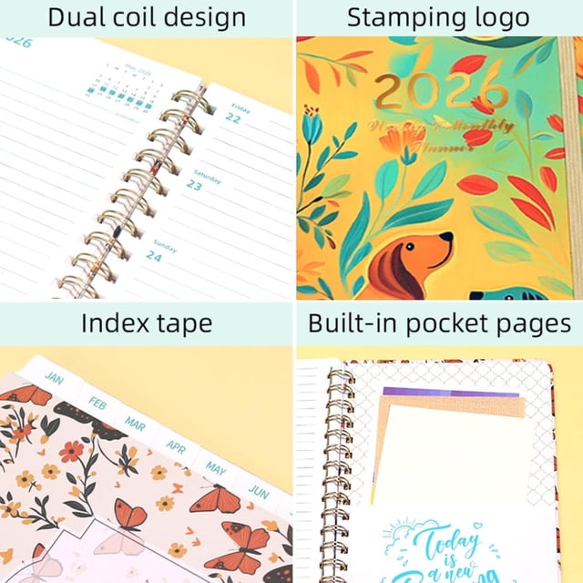 Weekly And Monthly Planner 2026 January Through December 2026 Double Coil Bound With Tabs Premium Paper Hard Cover
