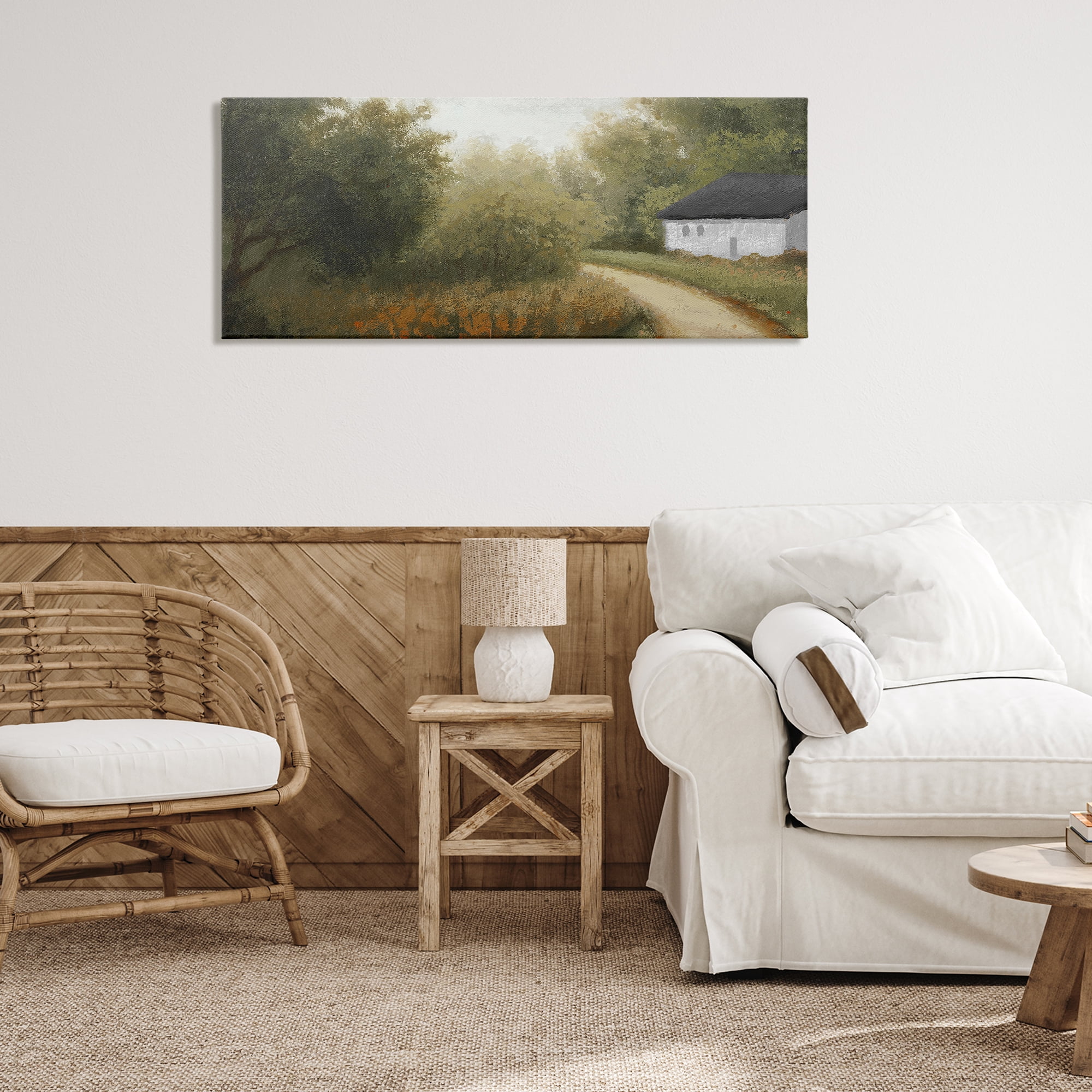Stupell Industries Charming Country Road Landscape & Nature Painting Wrapped Canvas Art Print Wall Art, 48 x 20