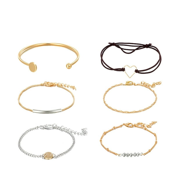 Conjunto de pulseras para mujer, pieza única, pulsera sencilla, pulsera bohemia, 6 pulseras