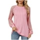 thumbnail image 3 of Camisetas para mujer,Camiseta de manga larga para mujer, cuello redondo, informal, 100 % poliéster, color liso, ideal para uso diario y en casa, sopatenor, 3 of 8