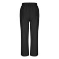 thumbnail image 7 of Qiopertar Linen Cotton Pants for Women Spring Summer Casual Wide Leg Trousers Elastic Waist Solid Color Straight Tube Ankle-Length Pants with Pockets, Black M, 7 of 7