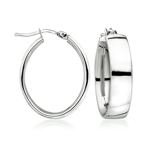 Ross-Simons Italian 14kt White Gold Wide Oval Hoop Earrings, Women's, Adult