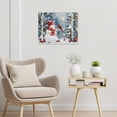 thumbnail image 3 of Winter Snow Wall Art, Red Christmas Snowman and Cardinal on Wood Canvas Wall Art, Rustic Snowy Forest Framed Wall Art for Living Room Bathroom Bedroom Kitchen Ready to Hang, 10X8 Inches, 3 of 6