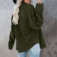 thumbnail image 4 of Green Womens Tops Womens Corduroy Button Down Shirt Oversized Blouses Tops Long Sleeve Casual Warm Jacket with Pockets Going Out Tops for Women, 4 of 6