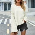 thumbnail image 2 of Lovskoo Sweaters for Women Casual Loose Long Sleeve Knitting Round Neck Sweater Blouse Tops Beige, 2 of 8