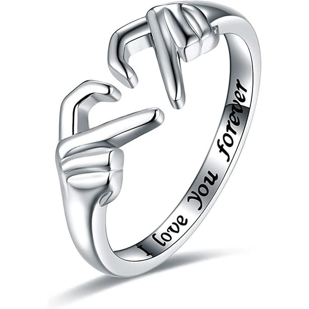 Anillos de corazon para mujer Anillos blancos irlandeses ajustables Amistad Promesa Amor Joyeria Anillos Regalos de Navidad para novias Ninas Adolescentes TUNC Sencillez Walmart en linea