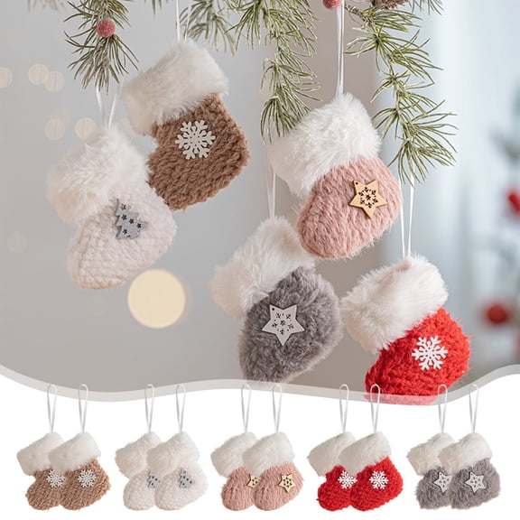 3.14"x3.93" Christmas Winter Snowflake Stocking, Soft Velvet, Red and White, Polyester，2Pcs