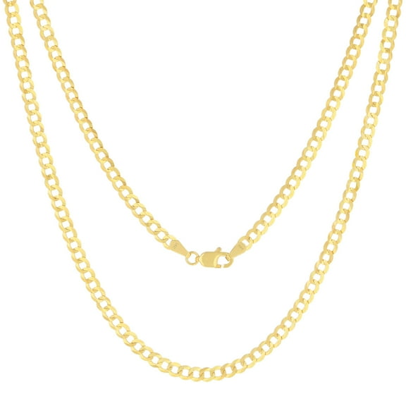 Nuragold 14k Real Yellow Gold Solid Cuban Curb Link 4mm Chain Necklace (16"-30") Italian Jewelry for Men & Women