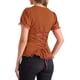thumbnail image 3 of CAMISA VICTORIANA INSPIRADORA PARA MUJERES CON ESCOTE CORAZÓN Y MANGAS ABULLONADAS, BLUSA GÓTICA CON LACITOS PARA HALLOWEEN TALLA L CARAMELO, 3 of 5