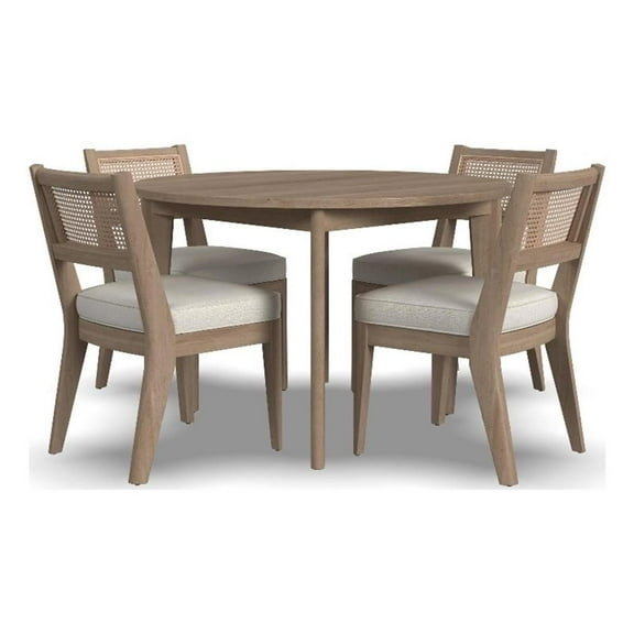 Pemberly Row 5-Piece Mid-Century Wood Round Dining Set in Brown