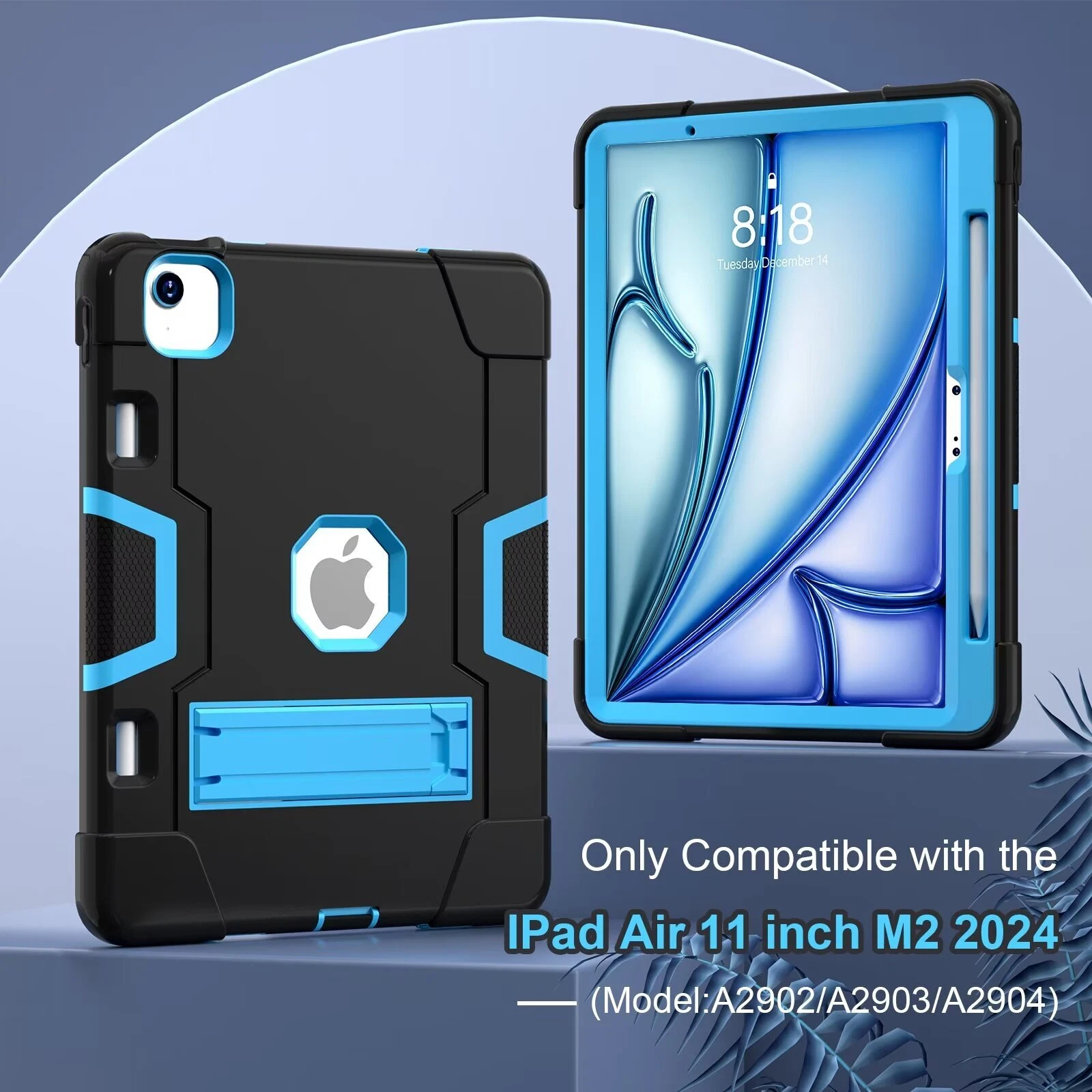 SOATUTO Case for iPad Air 13 Inch (M4/M3/M2) 2026/2025/2024, [Built-in Pencil Holder] Heavy Duty Shockproof Rugged Protective Case for 13 inch iPad Air (2026/2025/2024 Version), Black/Blue