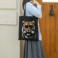 thumbnail image 5 of YANMS Shoulder Bag Tiger Birthday with Striped Sunglasses 2 Pcs Canvas Tote Bags Cute Aesthetic Tote Bags with Zipper Black, 5 of 8
