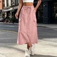thumbnail image 4 of STETMN Women's Cargo Midi Skirt, Summer Casual Ankle Length Drawstring Waist Skirt with Multi Pockets for Streetwear, 4 of 8