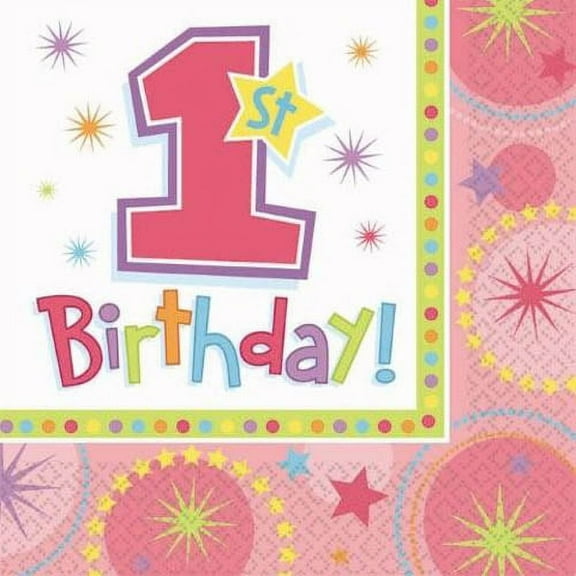 1st Birthday 'One-Derful' Girl Lunch Napkins (16ct)