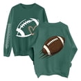 thumbnail image 2 of Game Day Sweatshirt for Women Long Sleeve Crew Neck Gift Football Fan Heart Graphic Football Mom Shirt Comfort Hoodie Trendy Clothes Loose Fit Sports Mom Must Have Oversized Tunic Tops Blackish Green, 2 of 7