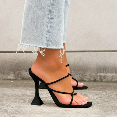 

Christmas Ladies Shoes Fashion Sandals Breathable Transparent GlassHigh Heel Sandals